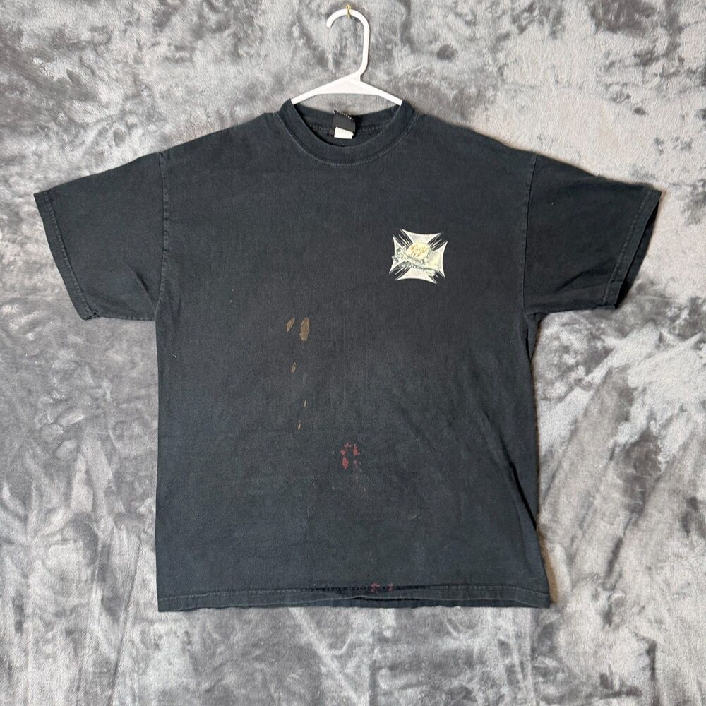 Vintage Y2K Lucky 13 Black Short Sleeve Double Sided Shirt Size Large